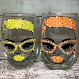 Rhinestone wine glasses set
